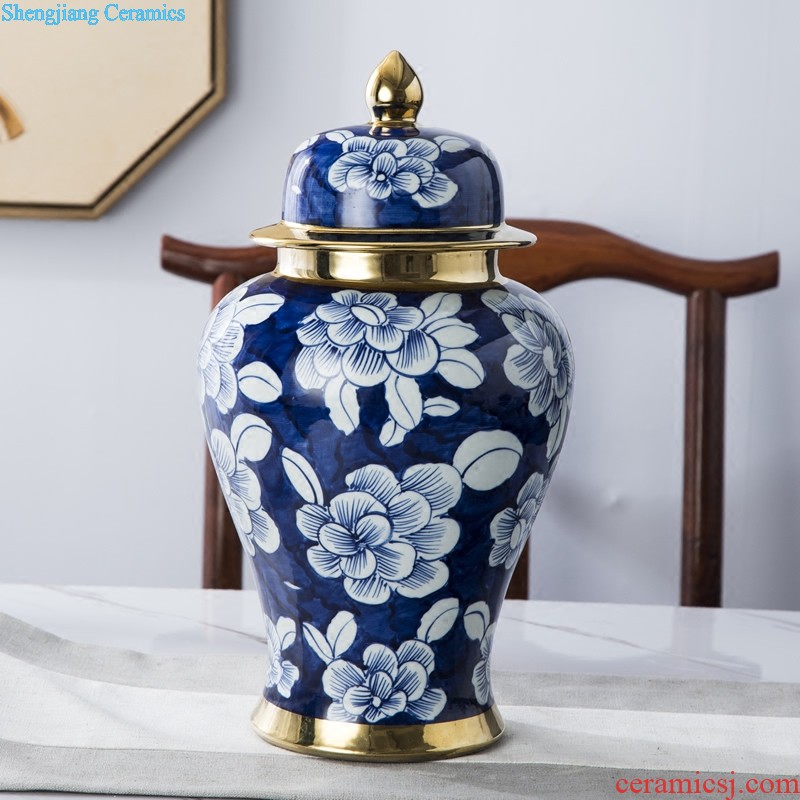 Jingdezhen porcelain hand-painted ceramic vase of blue and white porcelain dragon double ears fashionable sitting room adornment handicraft furnishing articles