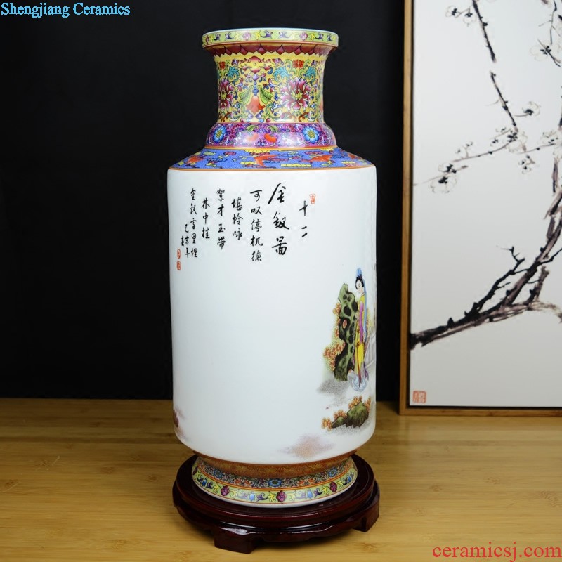 Jingdezhen ceramics Archaize paint colored enamel vase The sitting room home rich ancient frame adornment large-sized furnishing articles