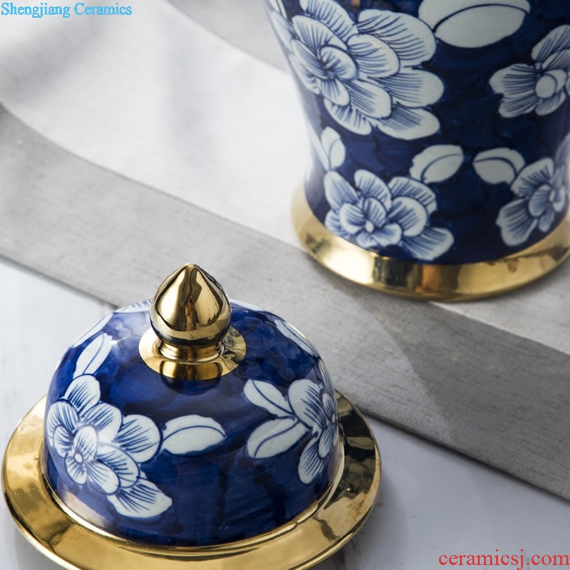 Jingdezhen porcelain hand-painted ceramic vase of blue and white porcelain dragon double ears fashionable sitting room adornment handicraft furnishing articles