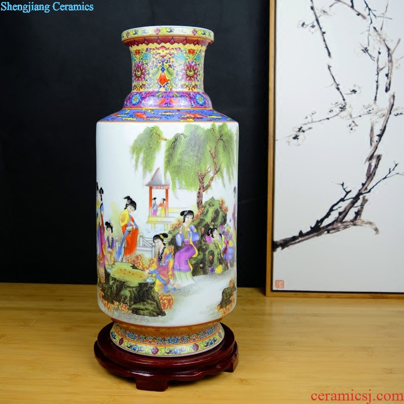 Jingdezhen ceramics Archaize paint colored enamel vase The sitting room home rich ancient frame adornment large-sized furnishing articles