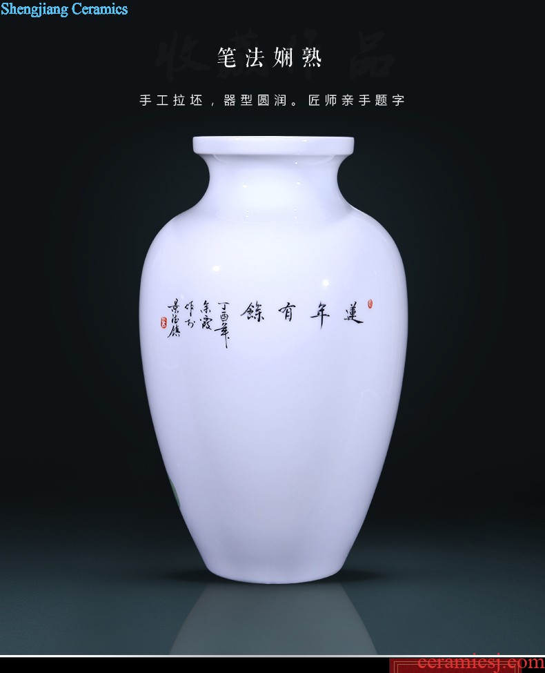 Famous hand-painted ceramic vase furnishing articles jingdezhen porcelain household sitting room adornment flower arranging furnishing articles creative arts and crafts