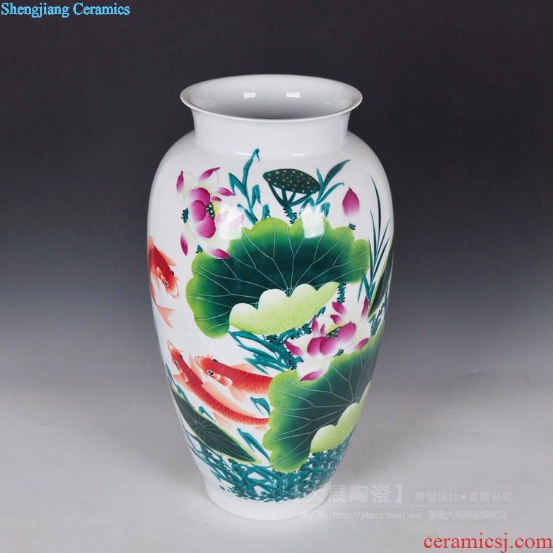 Famous hand-painted vases, ceramic furnishing articles furnishing articles sitting room put dried flowers home rich ancient frame decoration of jingdezhen ceramic bottle