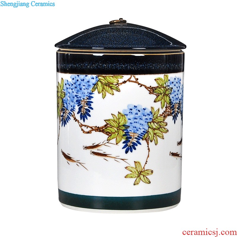 Creative portable caddy half jins of pottery and porcelain tea storage POTS of jingdezhen porcelain pot tea sealed cans of restoring ancient ways