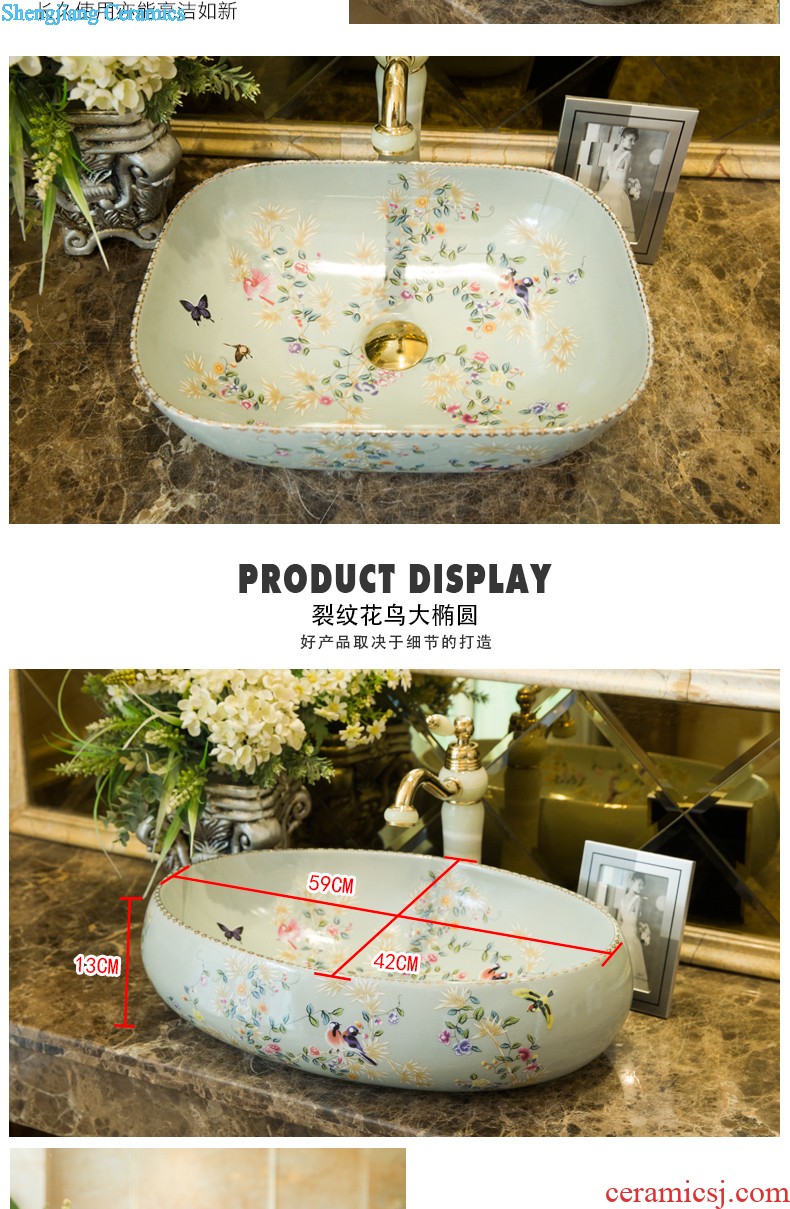 On the ceramic POTS on the oval wash gargle lavabo lavatory basin bathroom art basin of household