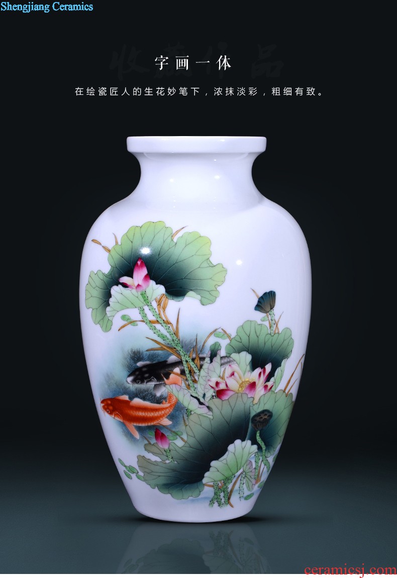 Famous hand-painted ceramic vase furnishing articles jingdezhen porcelain household sitting room adornment flower arranging furnishing articles creative arts and crafts