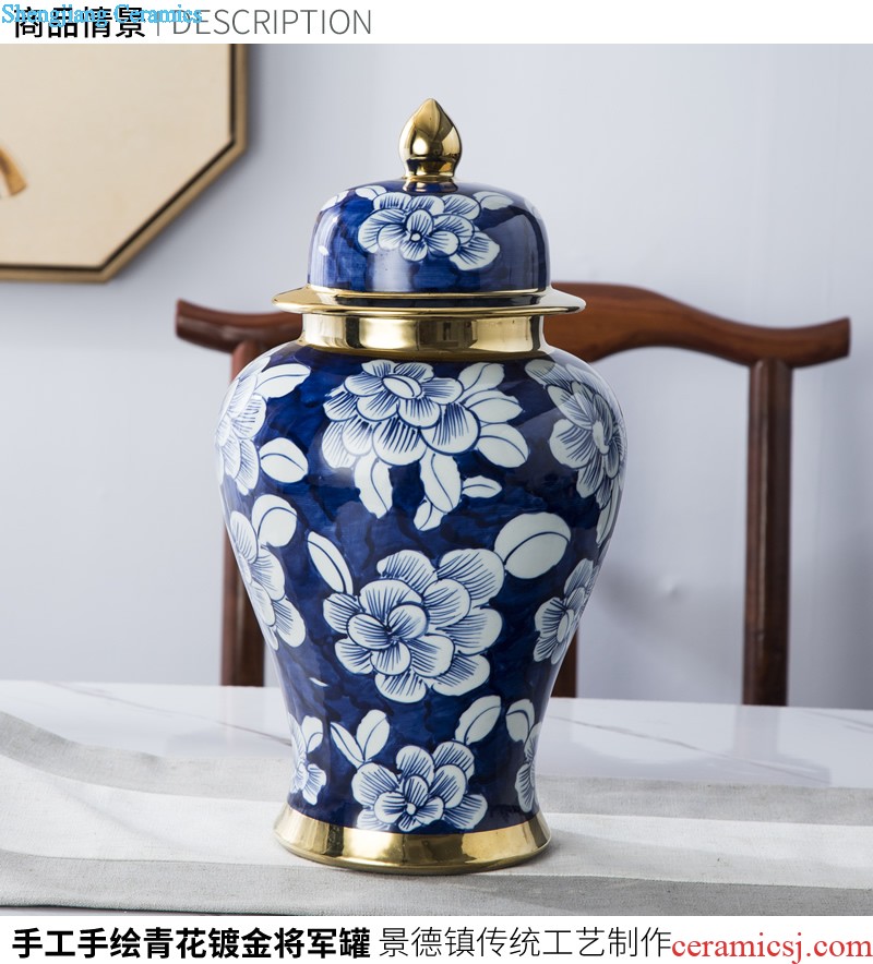 Jingdezhen porcelain hand-painted ceramic vase of blue and white porcelain dragon double ears fashionable sitting room adornment handicraft furnishing articles