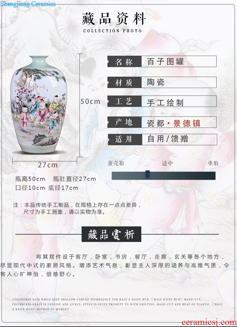 Jingdezhen hand-painted vases, famous artists Peony figure sitting room TV ark flower arranging rich ancient frame furnishing articles furnishing articles ceramics