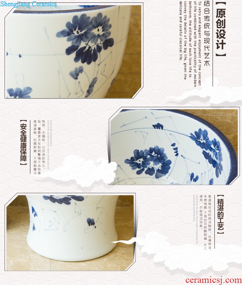 M beautiful ceramic art basin mop mop pool ChiFangYuan one-piece mop pool of 40 cm diameter ink lotus