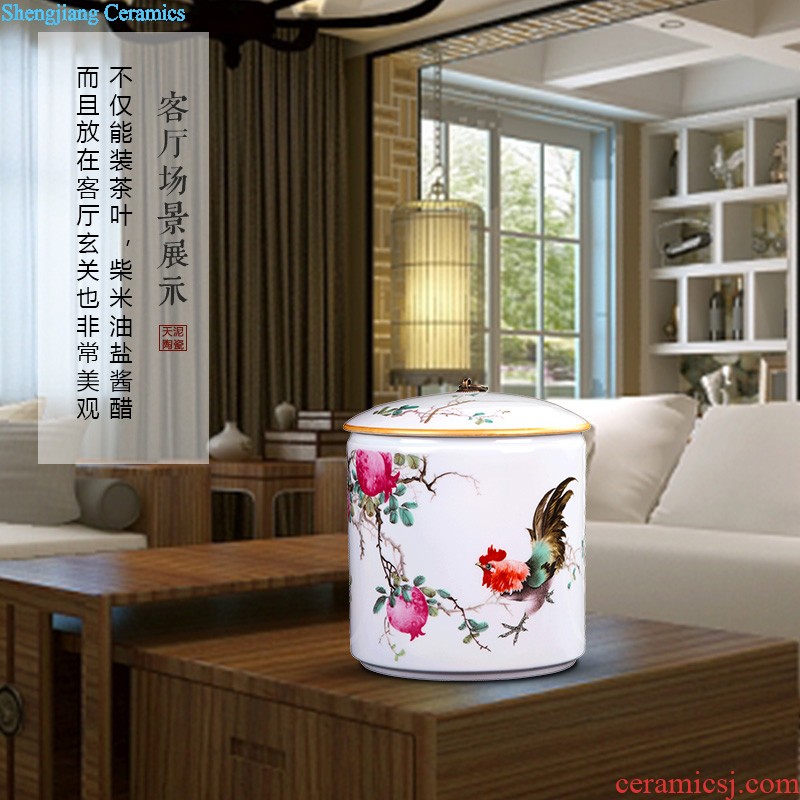 Hand-painted jingdezhen porcelain pot put POTS puer tea box cake store tea urn the seventh, peulthai the caddy tea large household