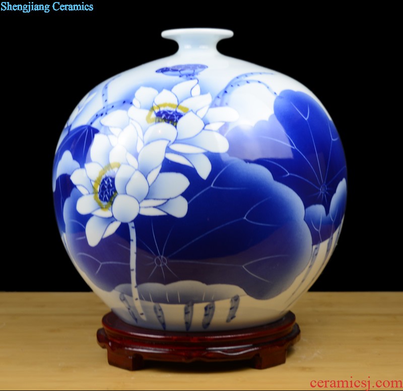 Jingdezhen ceramic wide mouth phnom penh vase Nordic light flower arrangement sitting room luxury decoration, household soft adornment flowers flowers