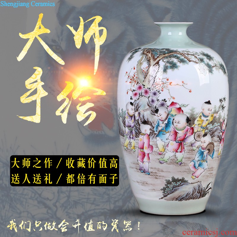 Jingdezhen hand-painted vases, famous artists Peony figure sitting room TV ark flower arranging rich ancient frame furnishing articles furnishing articles ceramics