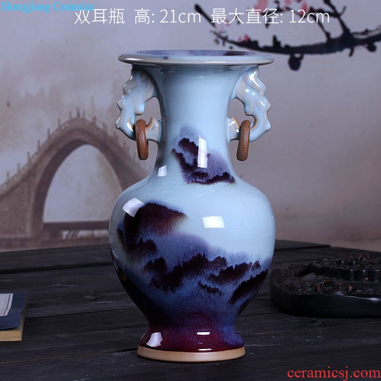 Jingdezhen new Chinese style living room TV cabinet modern furnishing articles red kiln vase flower arrangement home decoration decoration