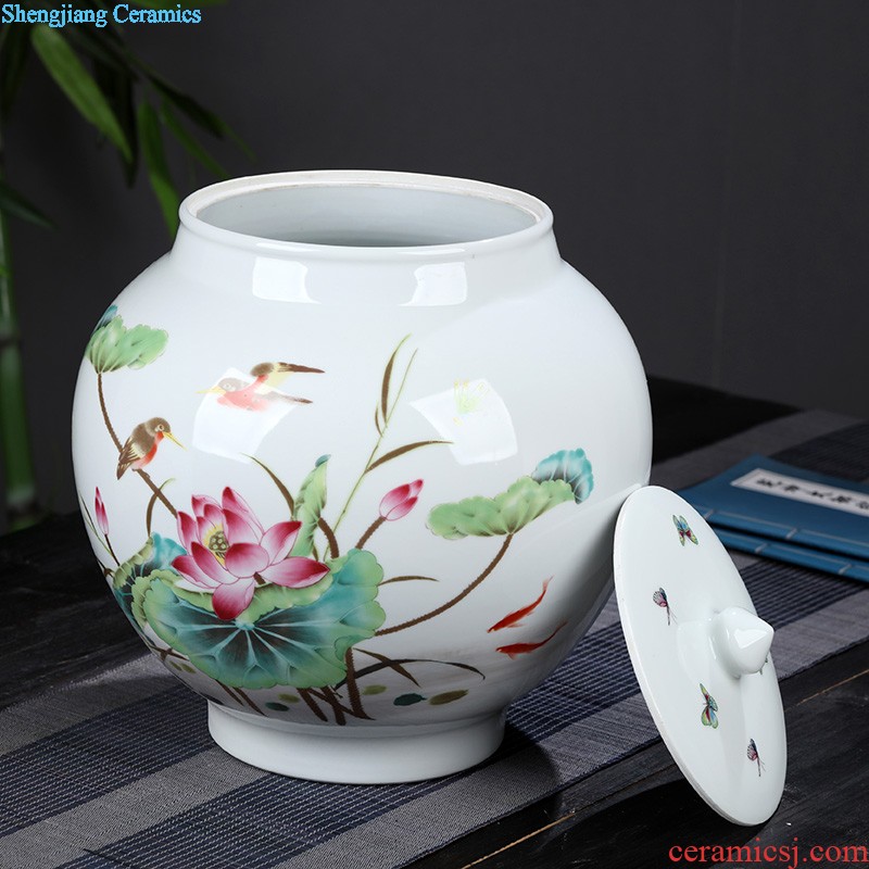 Jingdezhen ceramic tea pot seal pot of blue and white porcelain Small cans ceramic pu-erh tea store and POTS