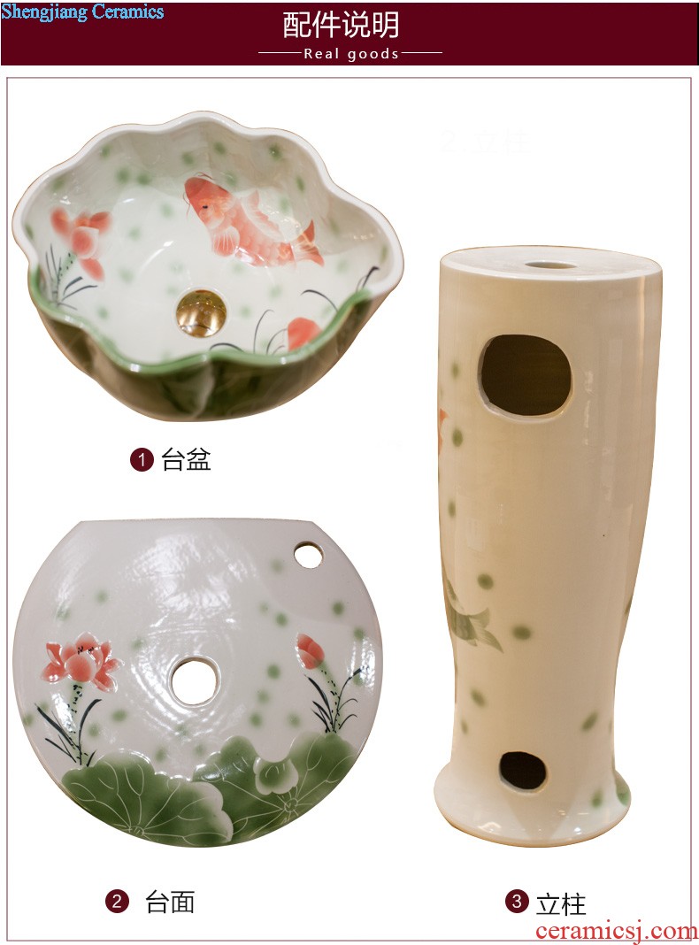 Koh larn, qi ceramic sanitary ware of toilet stage basin sink toilet lavatory basin hand-painted gold orchid flowers