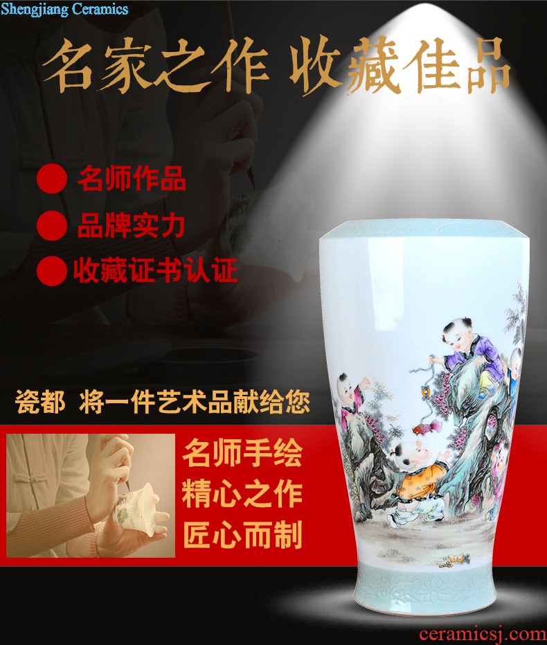 Jingdezhen ceramic hand-painted vase vase planting new Chinese style household adornment handicraft sitting room TV ark furnishing articles