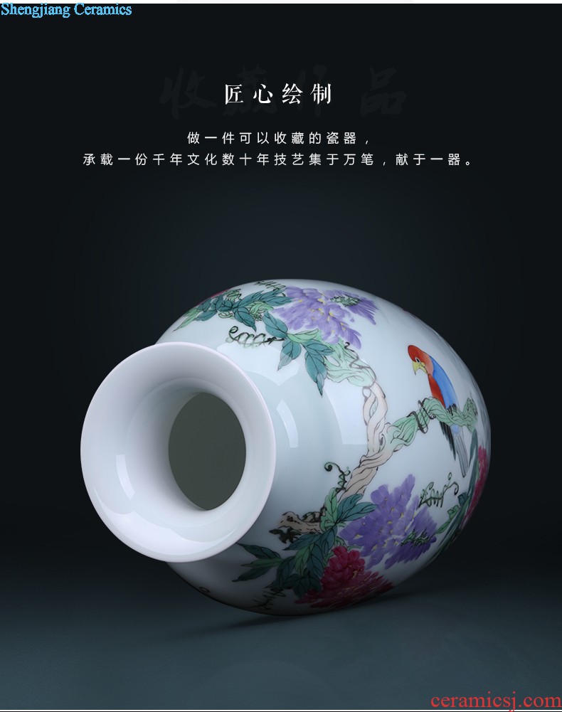 Famous hand-painted jingdezhen ceramic vase furnishing articles landscape painting house sitting room adornment large-sized restoring ancient ways is China