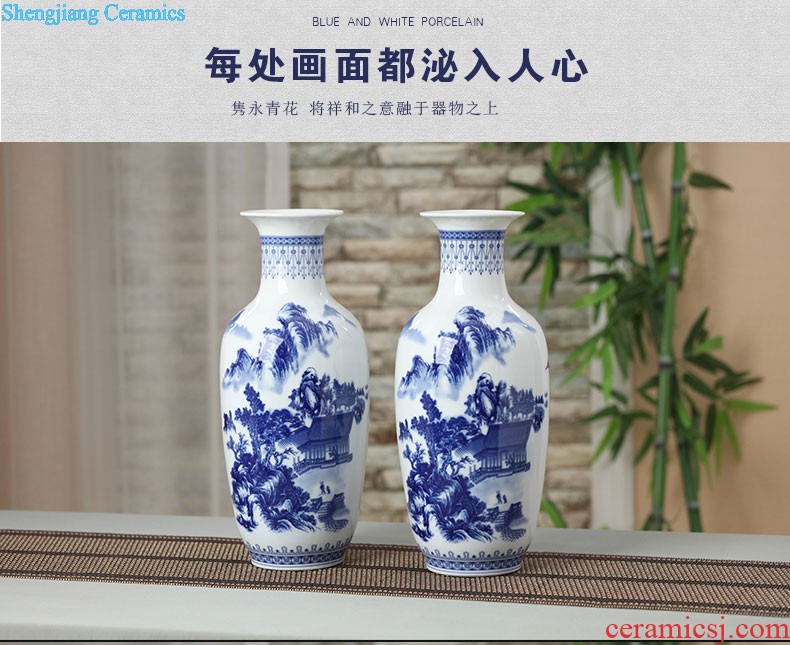 Hand-painted mini flower vase of blue and white porcelain of jingdezhen ceramics home rich ancient frame furnishing articles classic Chinese style living room