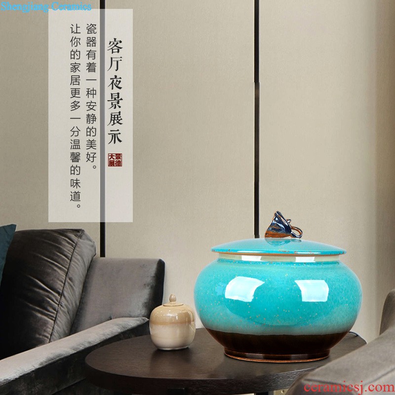 Large ceramic green tea, black tea pu-erh tea canister antique Chinese blue and white porcelain is classical sitting room place pot storage tank