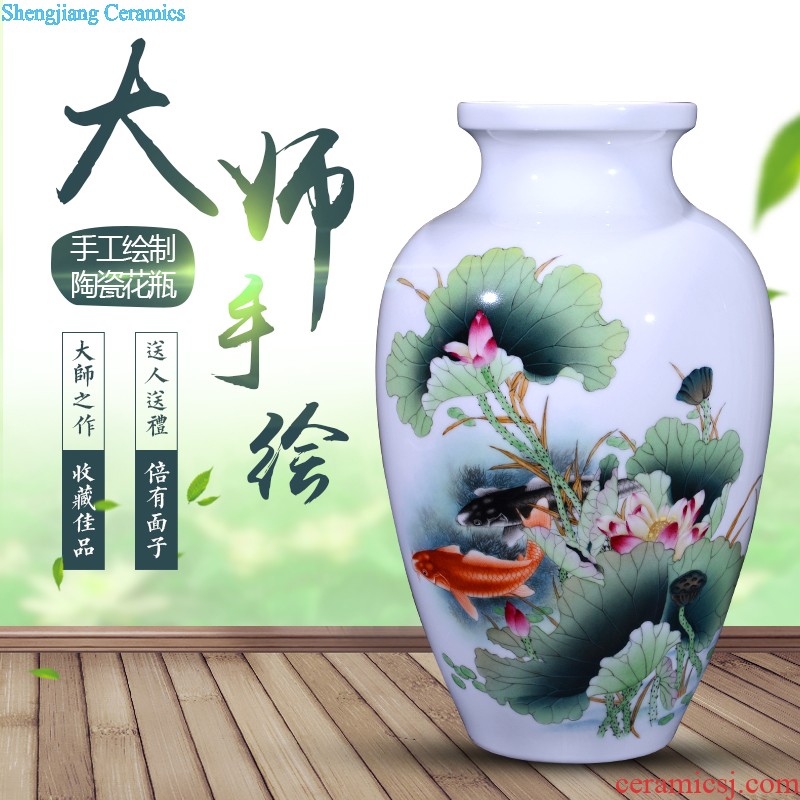 Famous hand-painted ceramic vase furnishing articles jingdezhen porcelain household sitting room adornment flower arranging furnishing articles creative arts and crafts