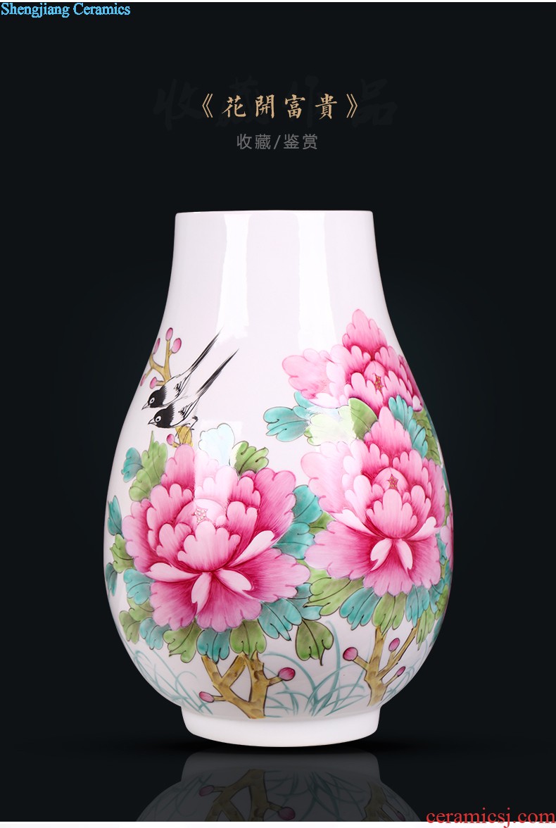 Hand draw large ceramic vase furnishing articles sitting room adornment of new Chinese style household lucky bamboo ceramic red bottle arranging flowers