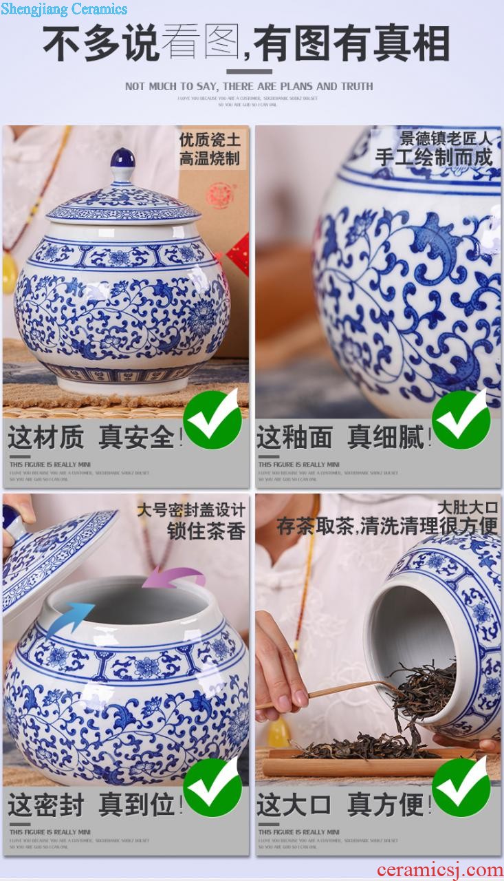 Creative caddy jingdezhen ceramics receives large pu 'er cake Tea cylinder storage POTS coarse ceramic POTS