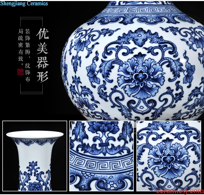 Jingdezhen hand-painted ceramic vases, contracted and contemporary and fashionable household furnishing articles lotus flower arrangement sitting room place dry vase