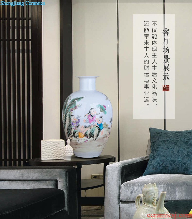 Jingdezhen ceramics famous hand-painted vases, modern fashion creative furnishing articles dry flower lucky bamboo living room The vase