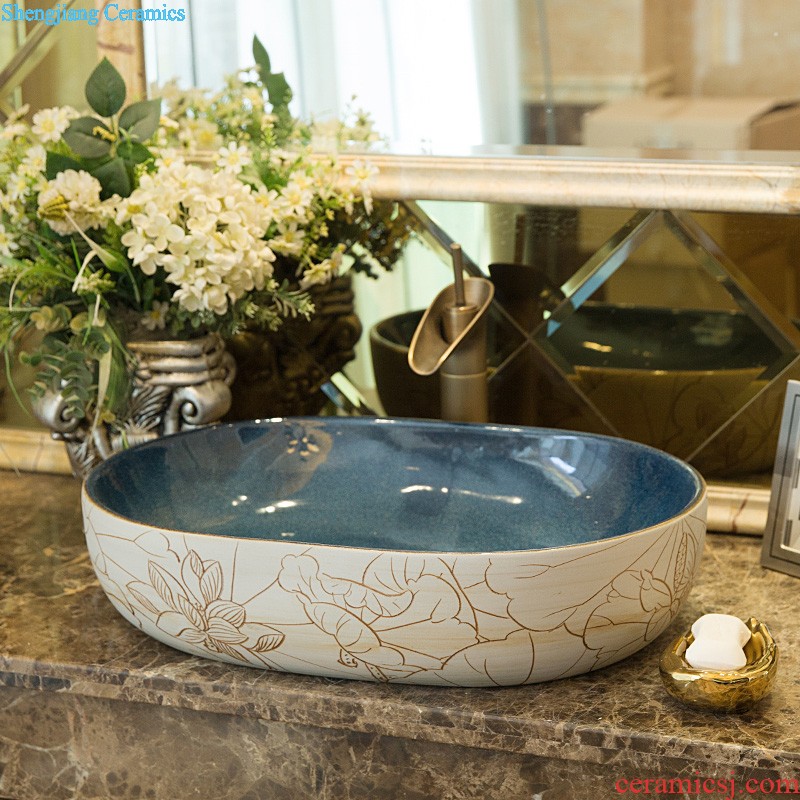 M beautiful ceramic art basin mop mop pool ChiFangYuan one-piece mop pool 42 cm diameter wire mark lines