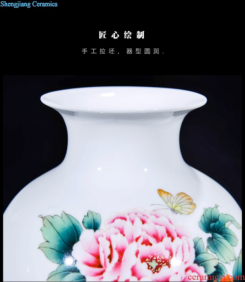 Jingdezhen ceramics hand-painted vases, flower arranging new Chinese style household adornment handicraft sitting room half a knife mud furnishing articles