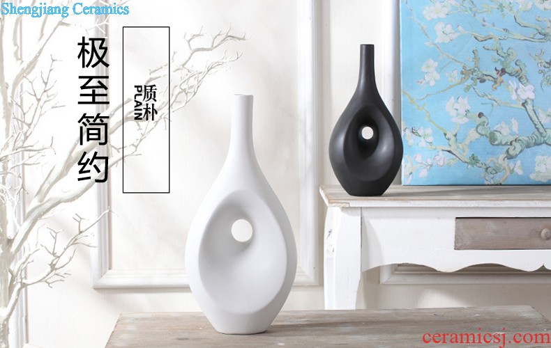 Jingdezhen ceramics kiln vase three-piece new Chinese flower arranging home furnishing articles sitting room adornment handicraft