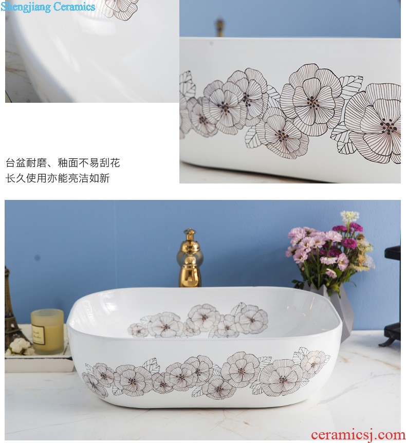 Post, the package mail Jingdezhen ceramic art mop basin mop mop pool pool Blue and white chrysanthemum petals blue