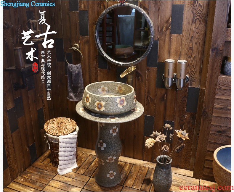 Jia depot ceramic column type lavatory sink basin integrated the balcony floor toilet basin of vertical column