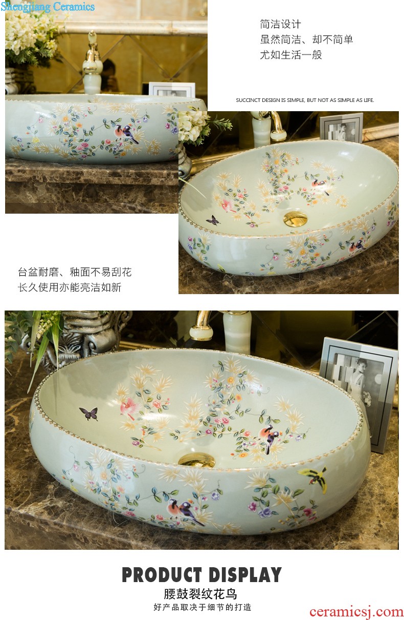 On the ceramic POTS on the oval wash gargle lavabo lavatory basin bathroom art basin of household