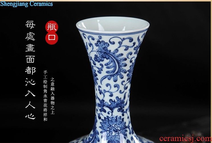 Jingdezhen ceramics vase Famous hand painted peony large opening new Chinese style living room decoration housewarming furnishing articles