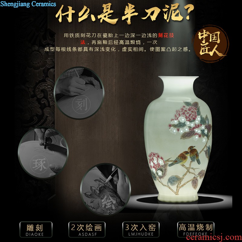 Jingdezhen ceramic furnishing articles The sitting room is master of flower arrangement vase decoration ceramics, hand-painted blue and white porcelain vase