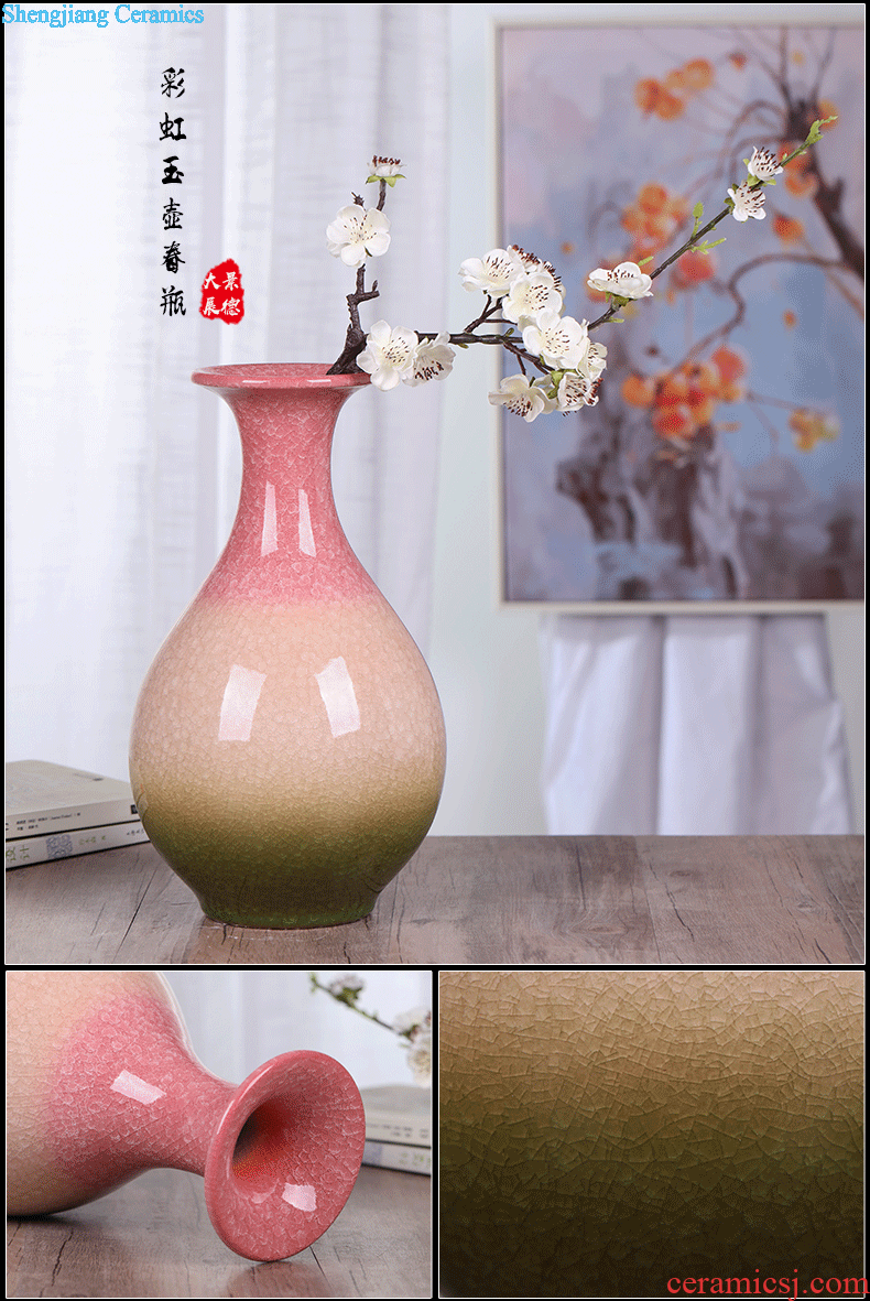 Jingdezhen ceramic vase office furnishing articles yellow sitting room TV ark household decorates porch ark crafts