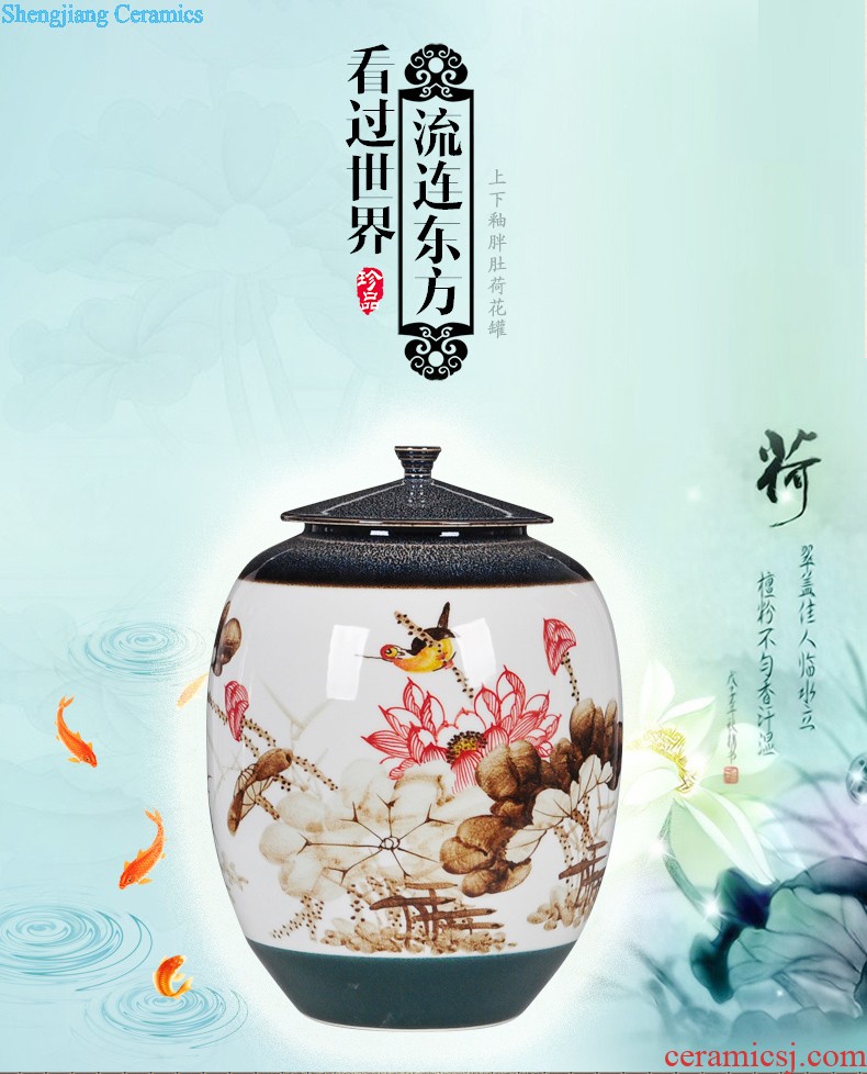 Jingdezhen ceramic large caddy seal pot home puer tea pot of tea urn storage and receives the tea bucket