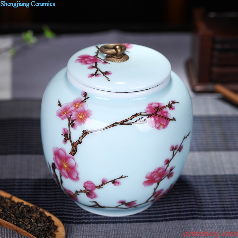 Exhibition of jingdezhen ceramics pu 'er tea tea pot of tea urn storage storehouse boxes large plum tea caddy