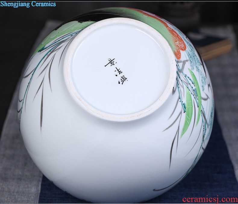 Jingdezhen hand-painted caddy large ceramic seven loaves seal storage POTS and pu 'er tea caddy