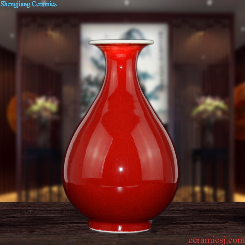 Jingdezhen ceramics China's large red vase Chinese style wedding wedding sitting room place home decorations