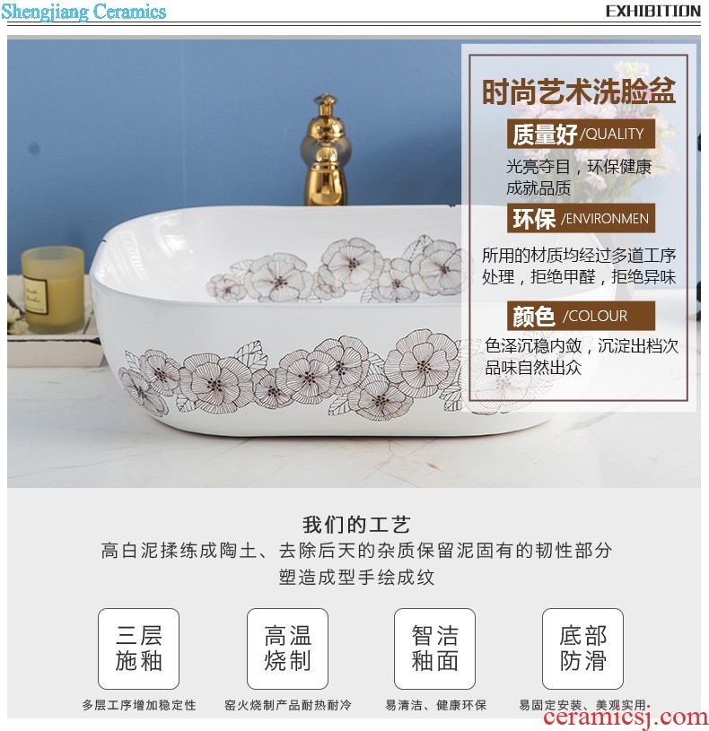 Post, the package mail Jingdezhen ceramic art mop basin mop mop pool pool Blue and white chrysanthemum petals blue