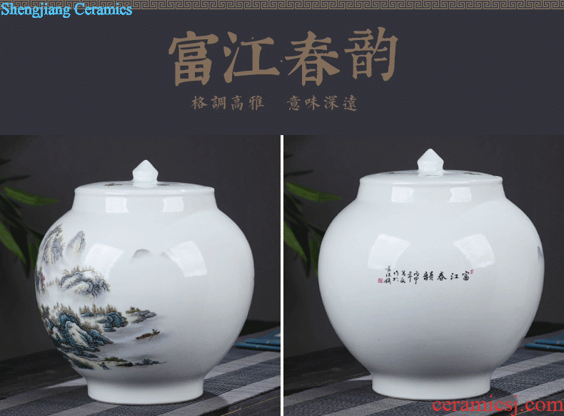 To make Jingdezhen ceramic caddy large-sized receives half a catty Sealed cans plum 1 catty tea storage tanks