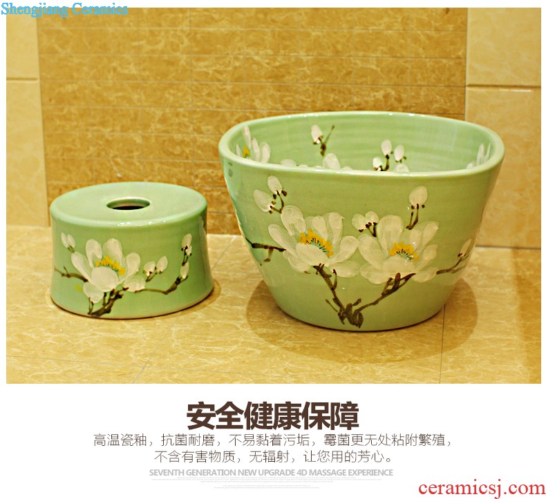 Koh larn, qi ceramic sanitary ware of toilet stage basin sink toilet lavatory basin hand-painted plum blossom