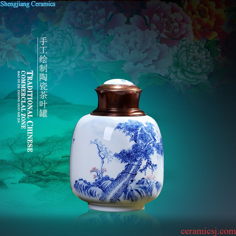 Jingdezhen ceramics vase furnishing articles Scenery famous hand-painted bottles Ceramic bottle of new Chinese style living room decoration furnishing articles