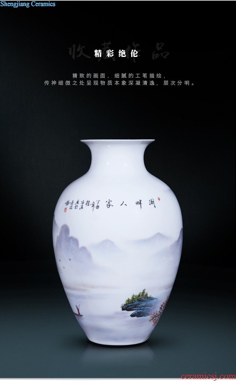 Jingdezhen blue and white porcelain vase penjing masters hand draw a tiger sitting room TV cabinet decoration decoration of Chinese style household