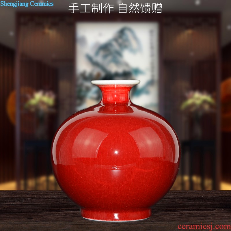 Jingdezhen ceramics China's large red vase Chinese style wedding wedding sitting room place home decorations