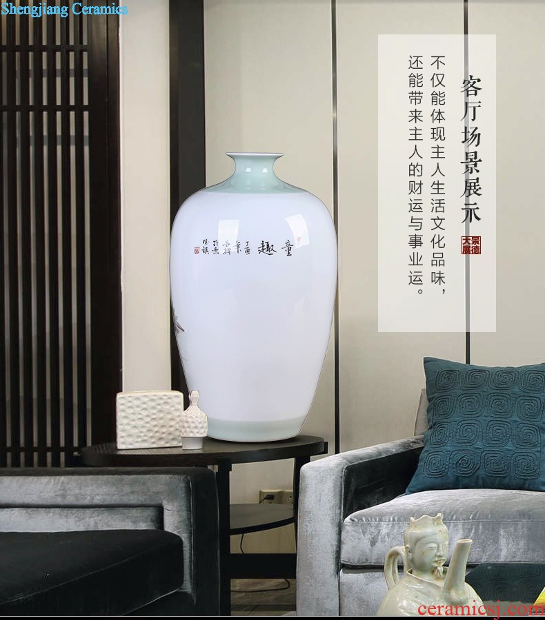 Jingdezhen hand-painted vases, famous artists Peony figure sitting room TV ark flower arranging rich ancient frame furnishing articles furnishing articles ceramics