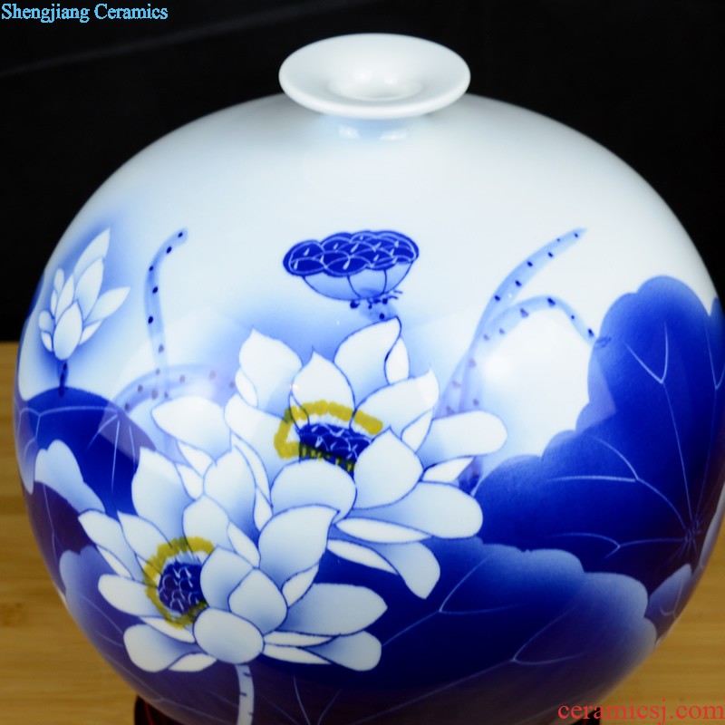 Jingdezhen ceramic wide mouth phnom penh vase Nordic light flower arrangement sitting room luxury decoration, household soft adornment flowers flowers