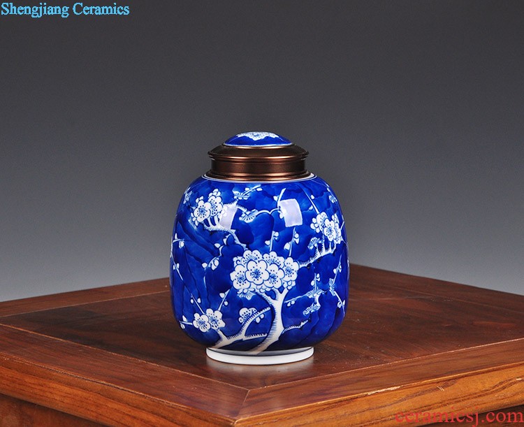 Caddy ceramic jar of large size Packed tea boxes, tea boxes Jingdezhen ceramic tea urn tea seal pot