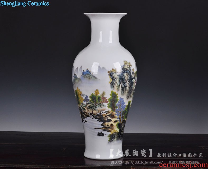 Jingdezhen ceramics vase large flower arrangement Sitting room appropriate home furnishing articles set TV ark adornment has opened in the background